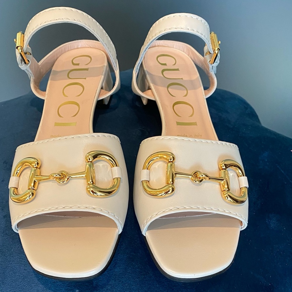 GUCCI Baby Mystic Horsebit Ankle Strap Sandals